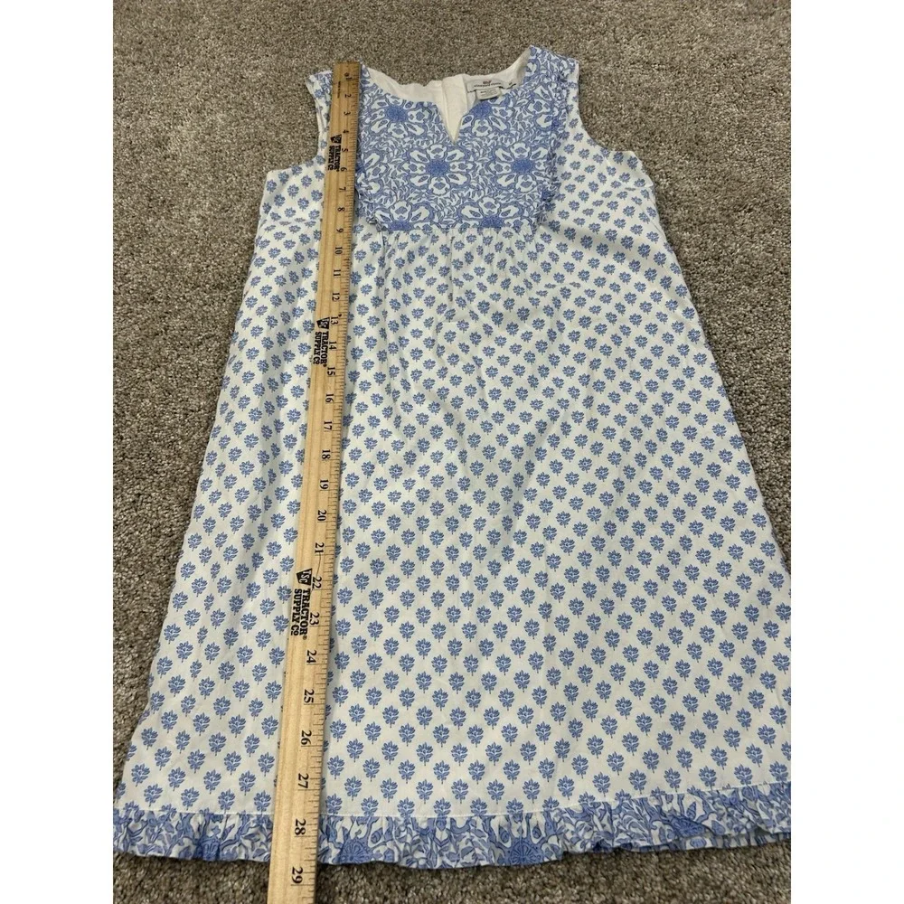 Vineyard Vines Blue Floral With Ruffles Dress,‎ Girls Size 10 #0439